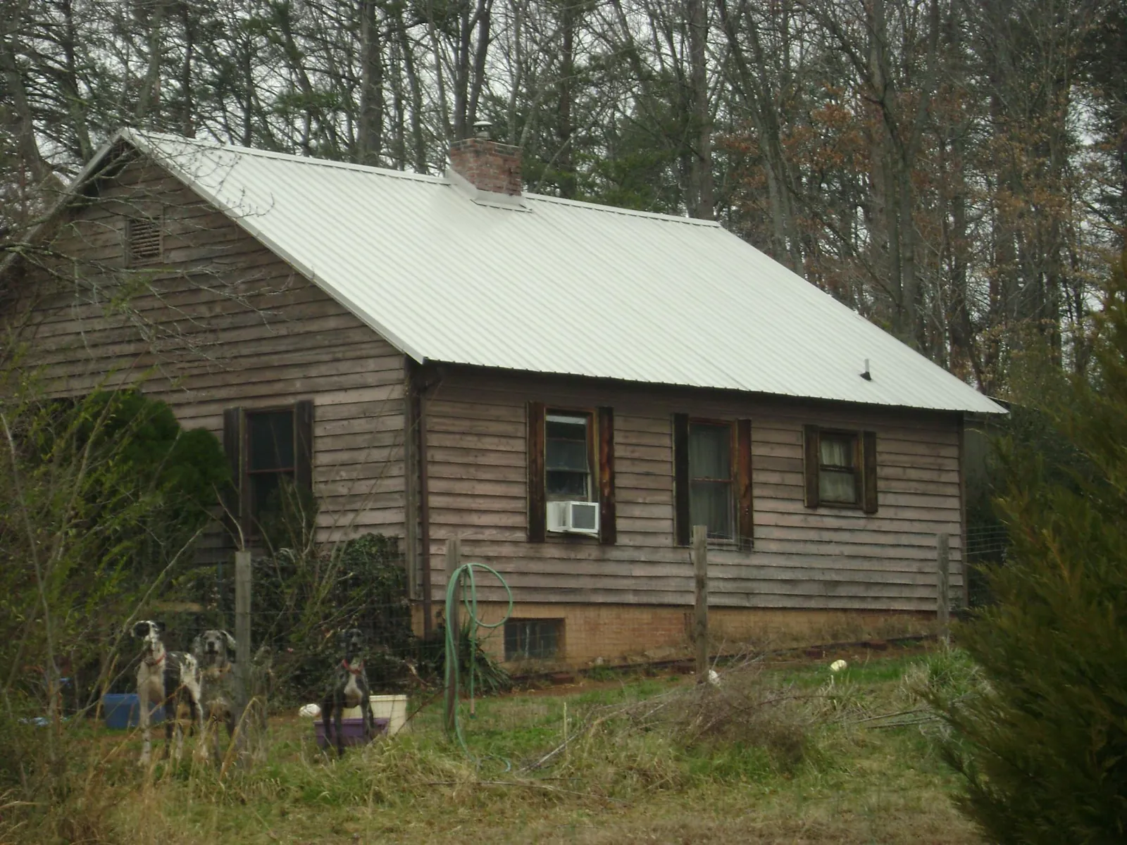 White metal roof on an old wood sided farmhouse, from a Asphalt Shingle Roof Repair job in Elmore